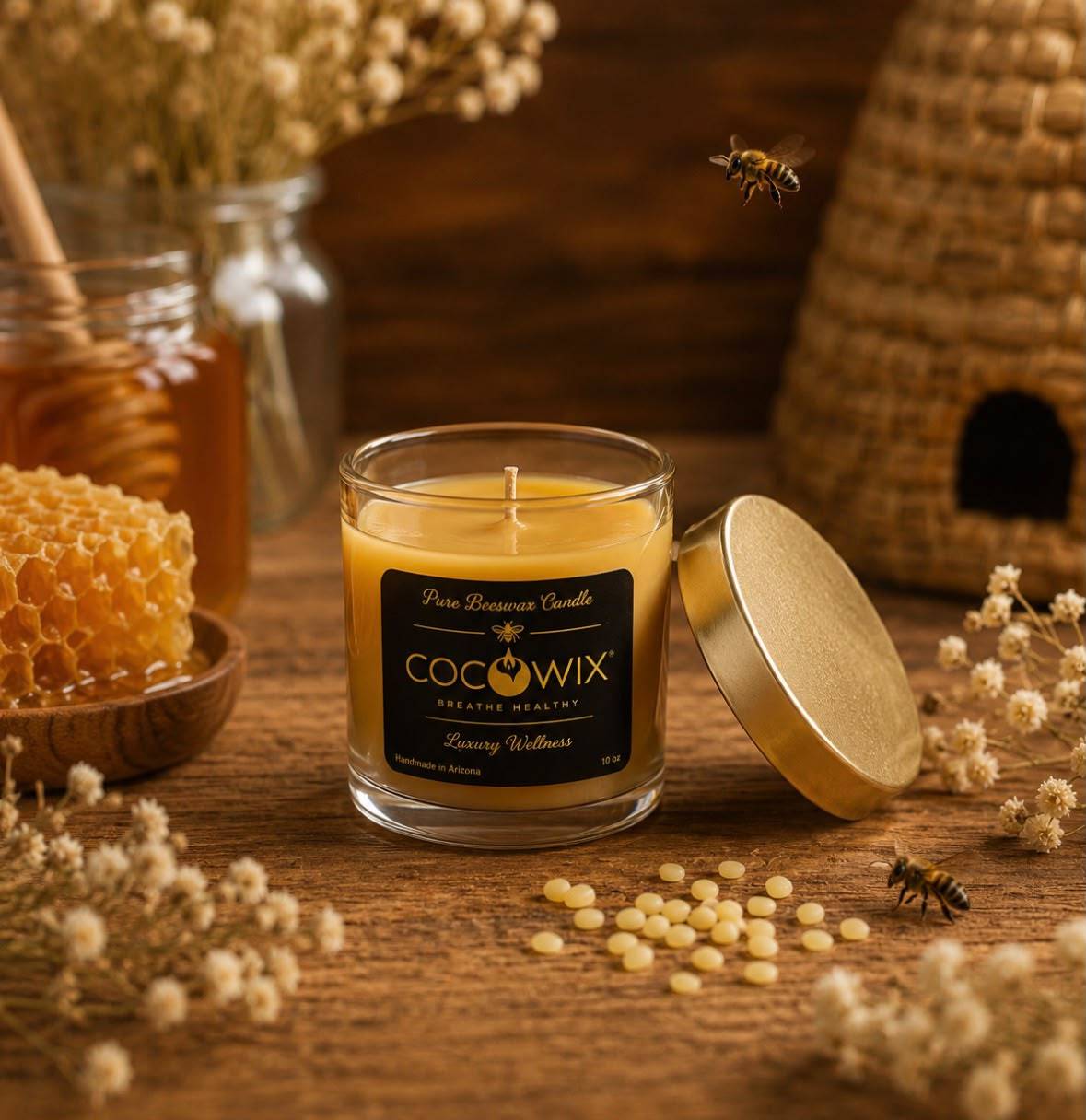 10oz Pure Beeswax Candle