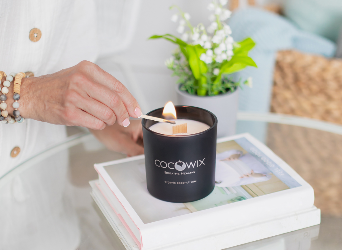 Organic Coconut Wax Candle, Wooden Wick