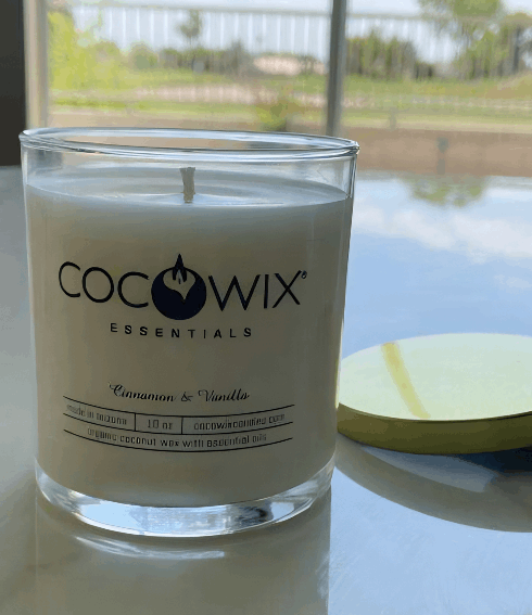 Organic Coconut Wax Candle, Wooden Wick, Essential Oils