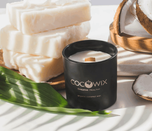 Organic Coconut Wax Candle, Wooden Wick