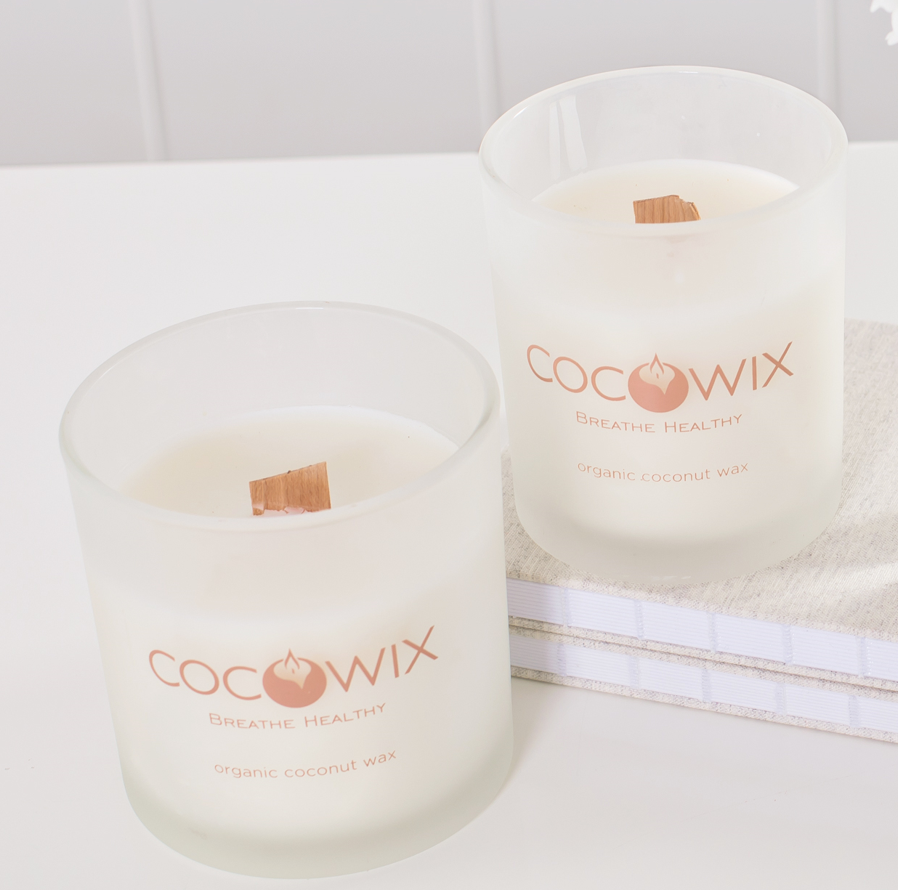 Organic Coconut Wax Candle, Wooden Wick