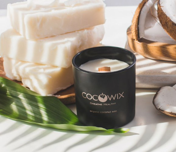 Organic Coconut Wax Candle, Wooden Wick