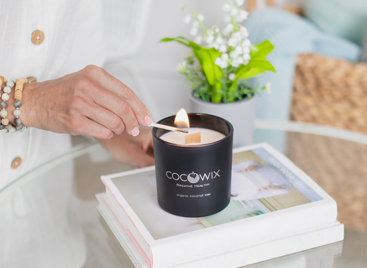 Organic Coconut Wax Candle, Wooden Wick